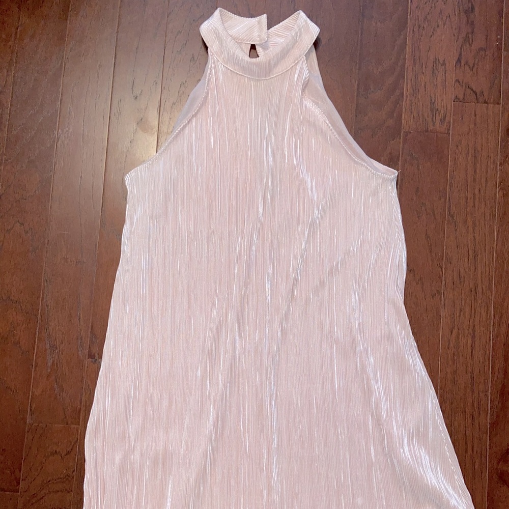 High Collar Pink Shimmer Dress